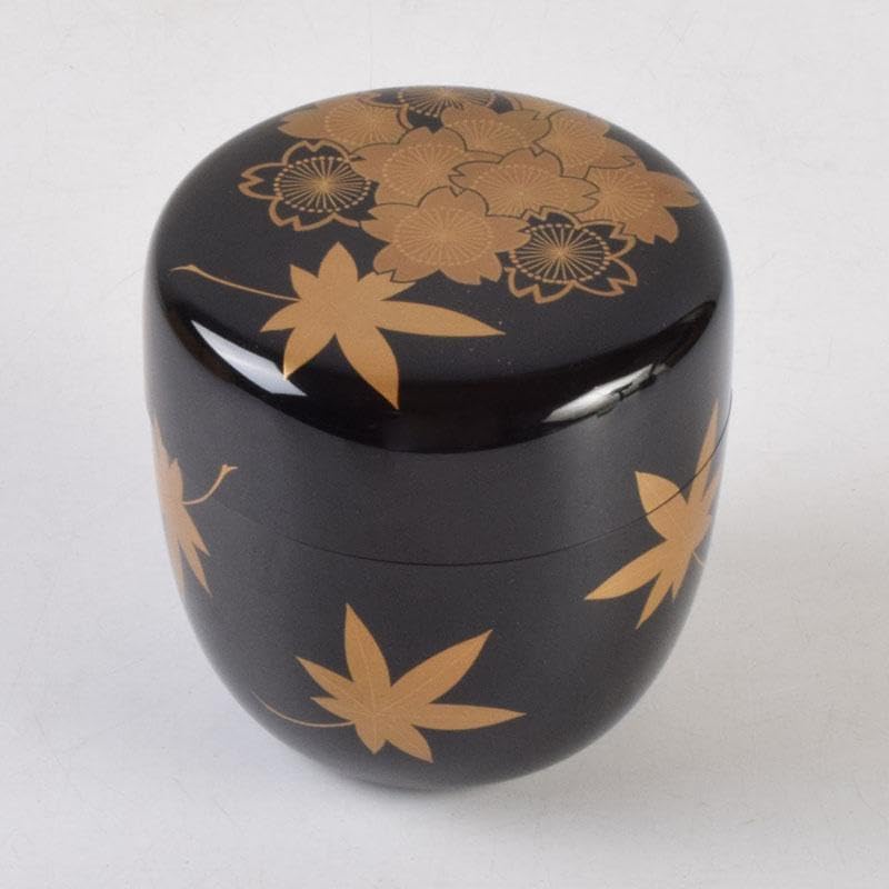 茶道具　黒塗　春秋蒔絵　棗　時代箱　V　8762 茶道具 黒塗 春秋蒔絵 棗 時代箱 V 8762 茶道具 黒塗 春秋蒔絵 棗